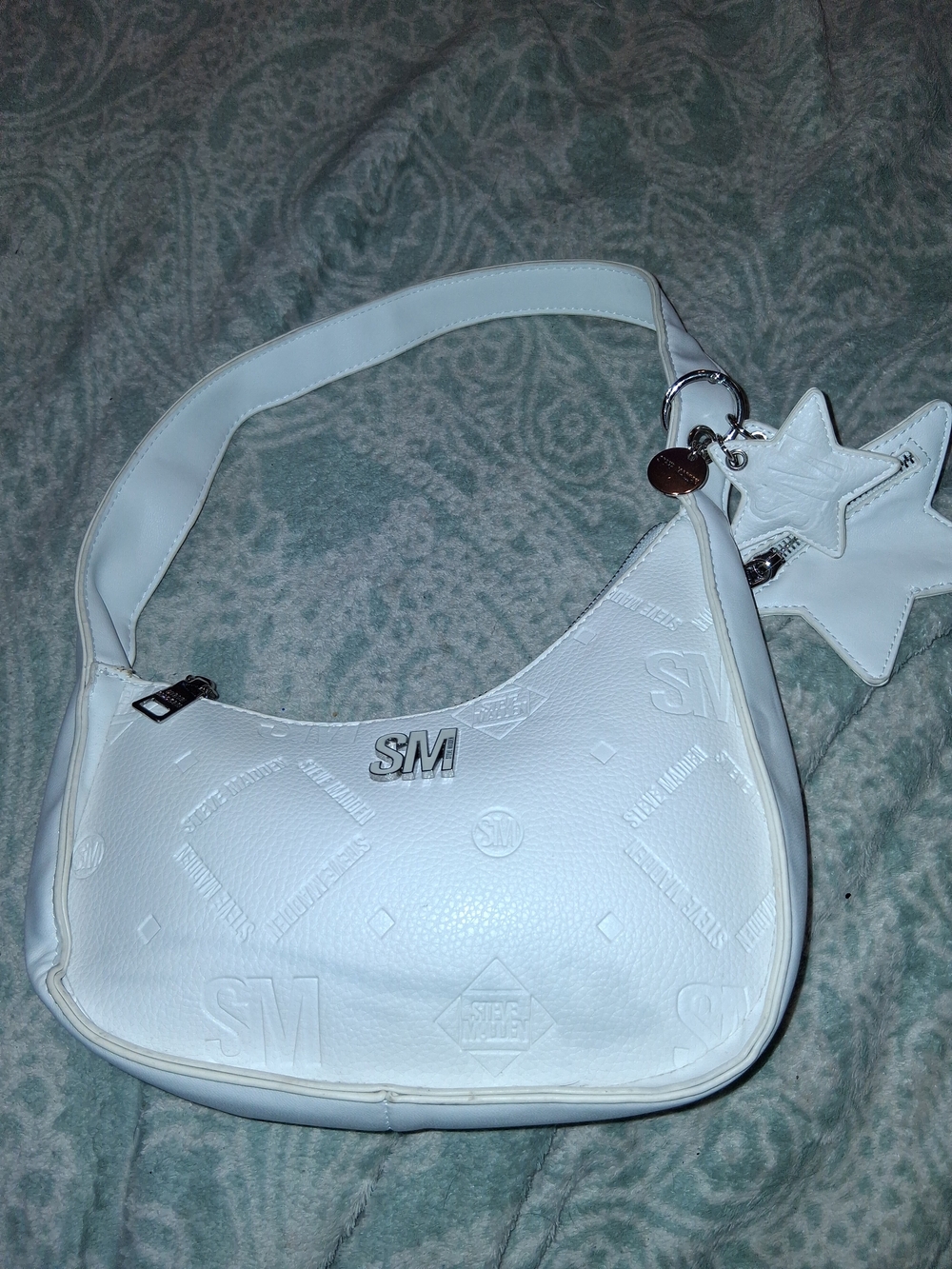 Steve Madden White Shoulder Hobo with Star Charm